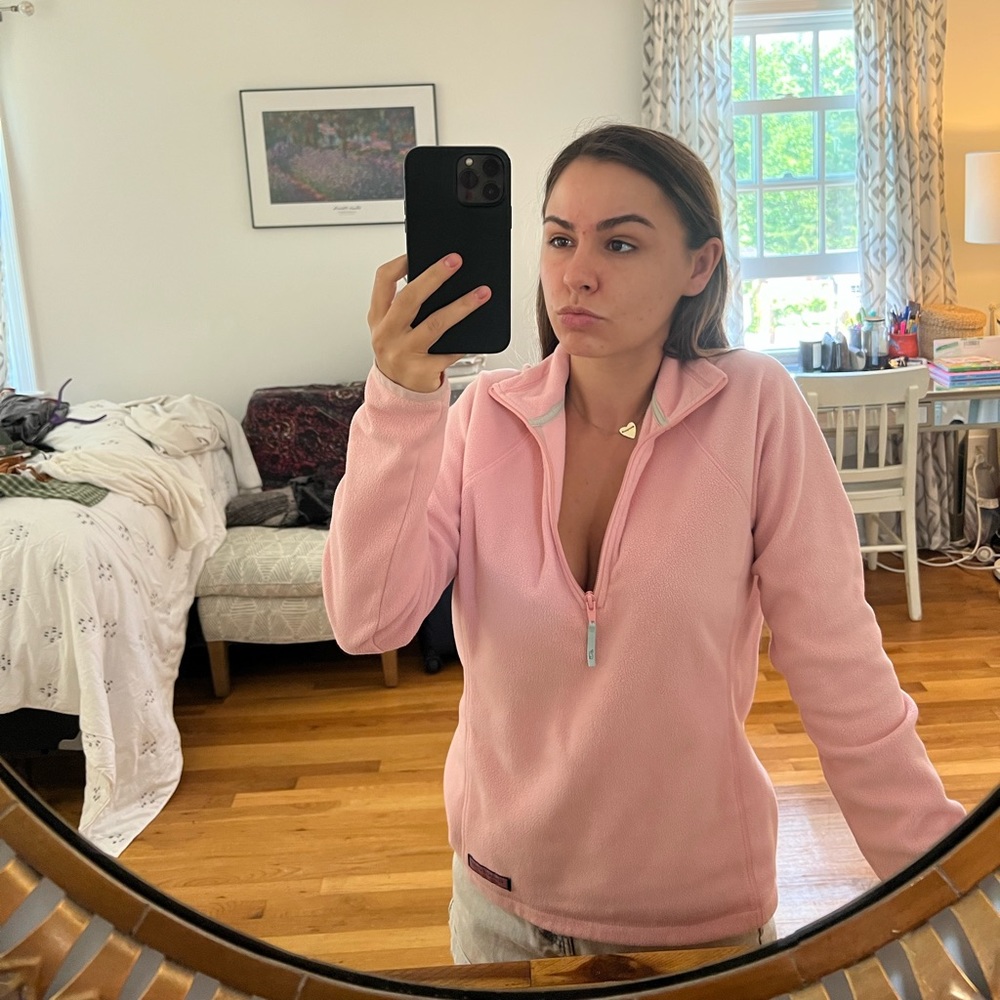Vineyard Vines pink polyester zip up sweater